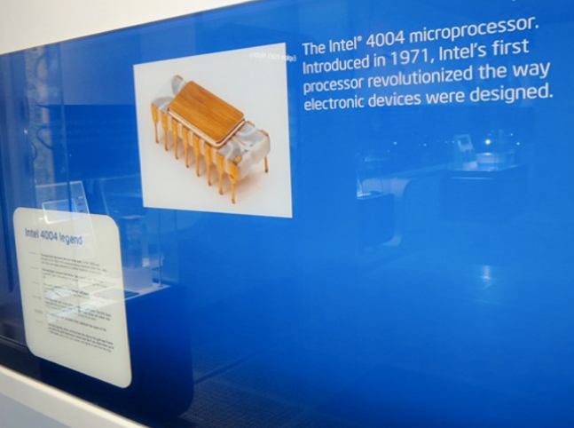 Enlarged Picture of the Packaged Intel 4004 Microprocessor Chip